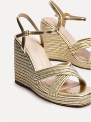 Linzi Gold Nikki Cross-Over Front Strap Wedges - Image 4 of 5