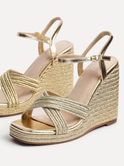 Linzi Gold Nikki Cross-Over Front Strap Wedges - Image 5 of 5