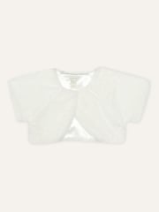 Monsoon Natural Supersoft Faux Fur Collar 100% Cotton Cardigan - Image 1 of 3