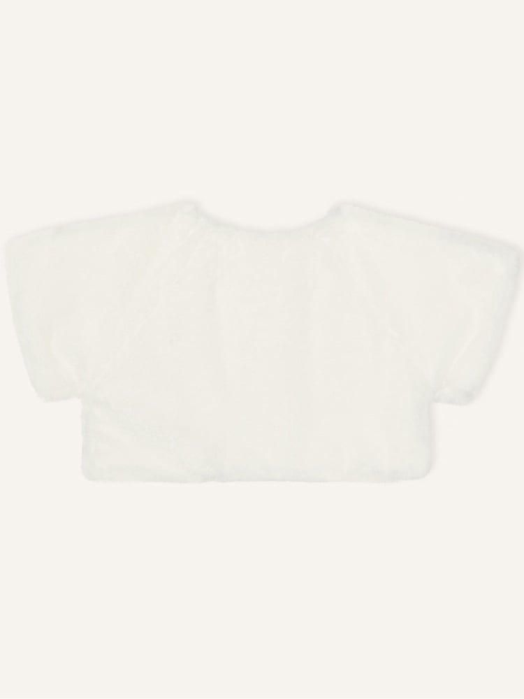 Monsoon Natural Supersoft Faux Fur Collar 100% Cotton Cardigan - Image 2 of 3