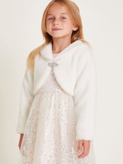 Monsoon Natural Long Sleeve Faux Fur Shrug - Image 1 of 4