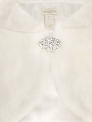 Monsoon Natural Long Sleeve Faux Fur Shrug - Image 4 of 4