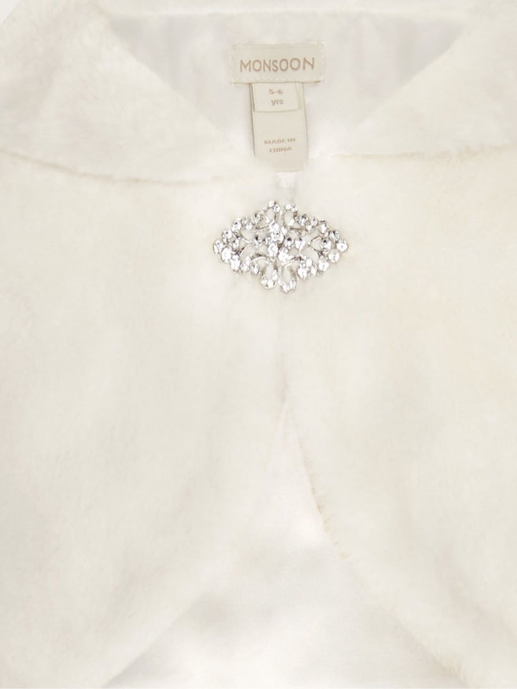 Monsoon Natural Long Sleeve Faux Fur Shrug - Image 4 of 4