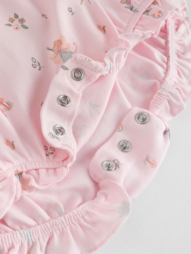 Pink Mouse and Floral Print Baby 100% Cotton Rompers 3 Pack - Image 11 of 11