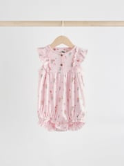 Pink Mouse and Floral Print Baby 100% Cotton Rompers 3 Pack - Image 6 of 11
