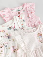 Pink Mouse and Floral Print Baby 100% Cotton Rompers 3 Pack - Image 8 of 11