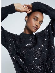 River Island Grey Embellished Sequin Jumper - Image 3 of 4