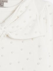 River Island Cream Bow Pearl Crew Neck Jumper - Image 6 of 6