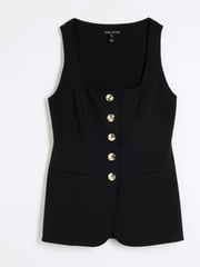 River Island Black Square Neck Waistcoat - Image 3 of 4