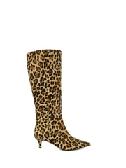 Dune London Animal Standard Fit Smooth Kitten Heel Point Knee-High Boots - Image 2 of 6