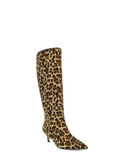 Dune London Animal Standard Fit Smooth Kitten Heel Point Knee-High Boots - Image 3 of 6