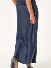 Roman Blue Petite Satin Bias Cut Skirt - Image 3 of 5
