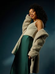 Roman Green Petite Satin Bias Cut Skirt - Image 2 of 7