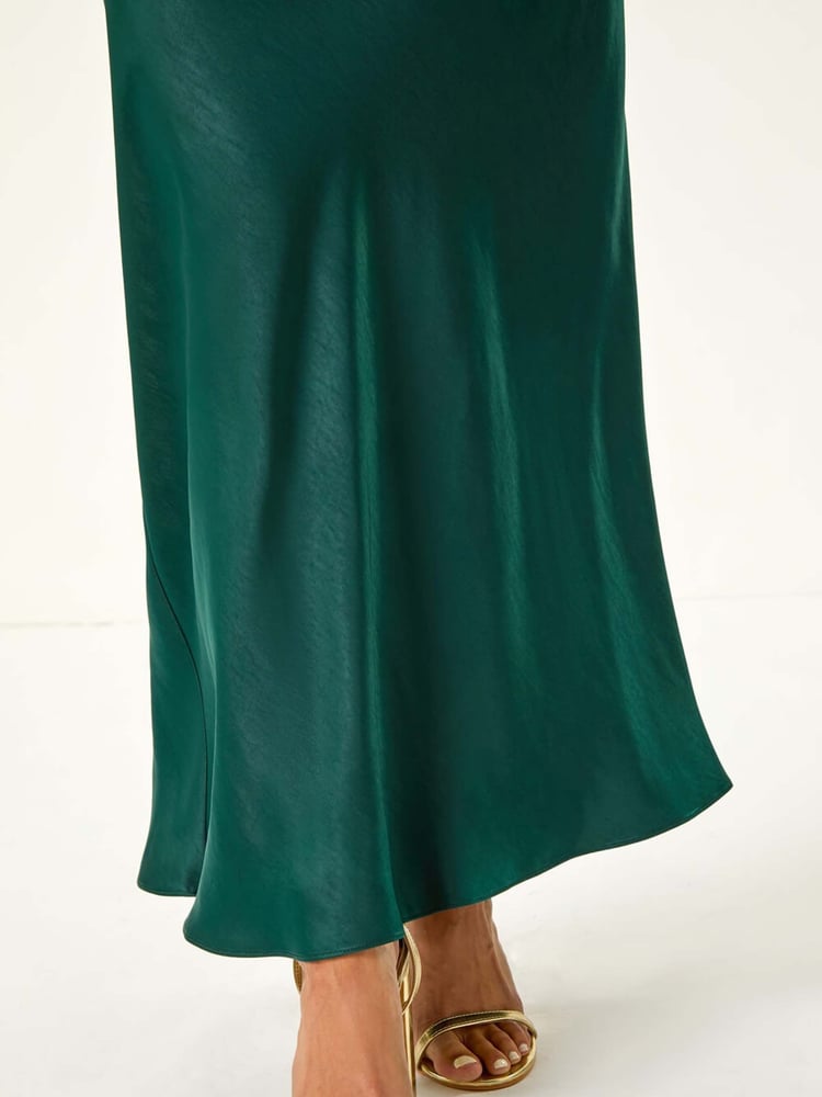 Roman Green Petite Satin Bias Cut Skirt - Image 7 of 7