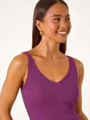 Roman Pink Ribbed Shimmer Knit Vest - Image 4 of 5