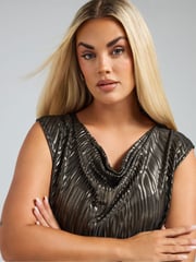 Yours Curve Gold Limited Cowl Neck Vest - Image 4 of 5