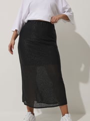 Yours Curve Black Limited Leopard Print Fishtail Skirt - Image 1 of 5