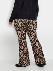 Yours Curve Brown Limited Leopard Flare Trousers - Image 3 of 6