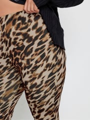 Yours Curve Brown Limited Leopard Flare Trousers - Image 5 of 6