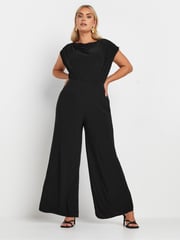 Yours Curve Black Limited Drape Cowl Neck Jumpsuit - Image 1 of 5