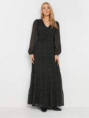Long Tall Sally Black Chiffon Spot Tiered Maxi Dress - Image 2 of 5