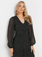 Long Tall Sally Black Chiffon Spot Tiered Maxi Dress - Image 4 of 5
