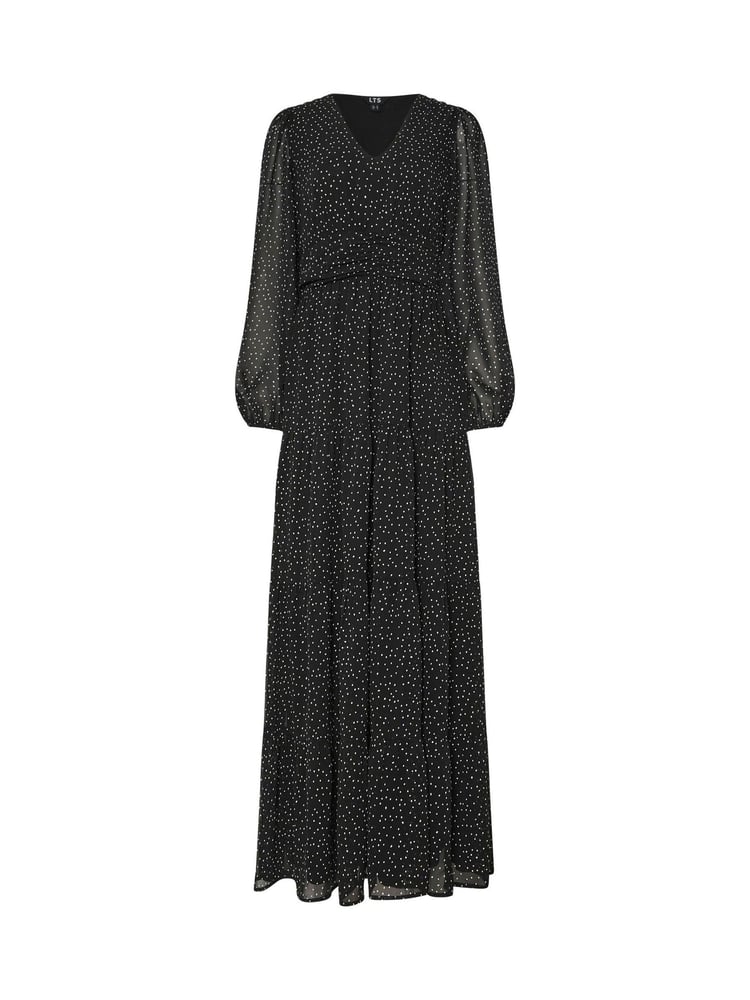 Long Tall Sally Black Chiffon Spot Tiered Maxi Dress - Image 5 of 5