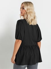 Yours Curve Black Limited Snake Print Bow Top - Image 4 of 6