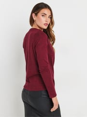 Long Tall Sally Red Wrap Print Soft Touch Top - Image 3 of 5
