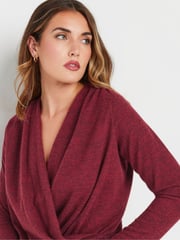Long Tall Sally Red Wrap Print Soft Touch Top - Image 4 of 5