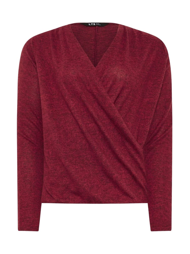 Long Tall Sally Red Wrap Print Soft Touch Top - Image 5 of 5