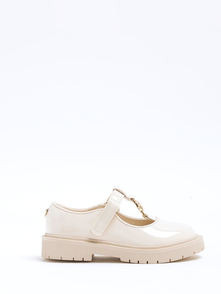 River Island Cream Girls Patent Mary Jane Shoes - Image 1 of 5