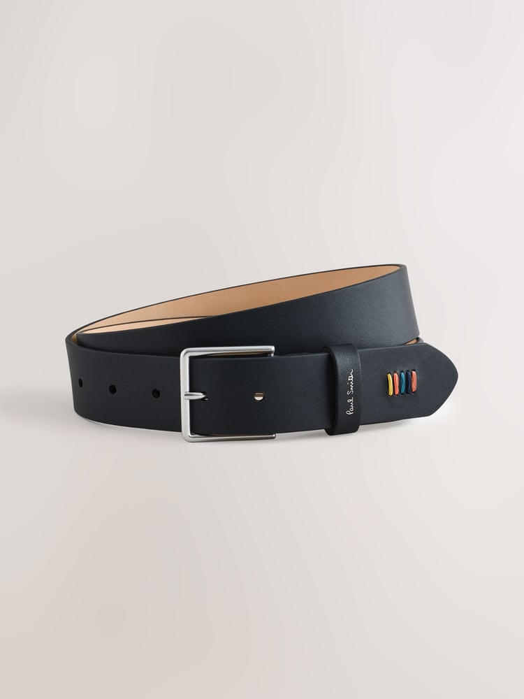 PS Paul Smith Leather Signature Stripe Stiching Detail Black Belt - Image 1 of 4