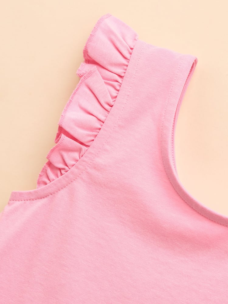 Joules Butterfly Blue & Pink Frill Sleeve Vest Three Pack - Image 10 of 10