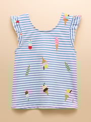 Joules Butterfly Blue & Pink Frill Sleeve Vest Three Pack - Image 2 of 10