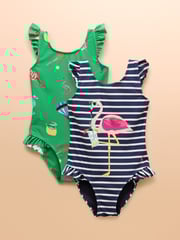 Joules Splash Blue/Green Pack of Two Swimsuits - Image 1 of 9