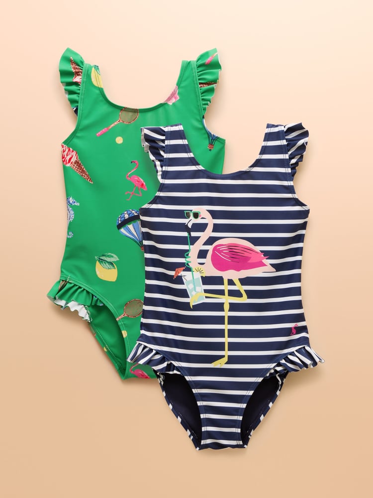 Joules Splash Blue/Green Pack of Two Swimsuits - Image 1 of 9