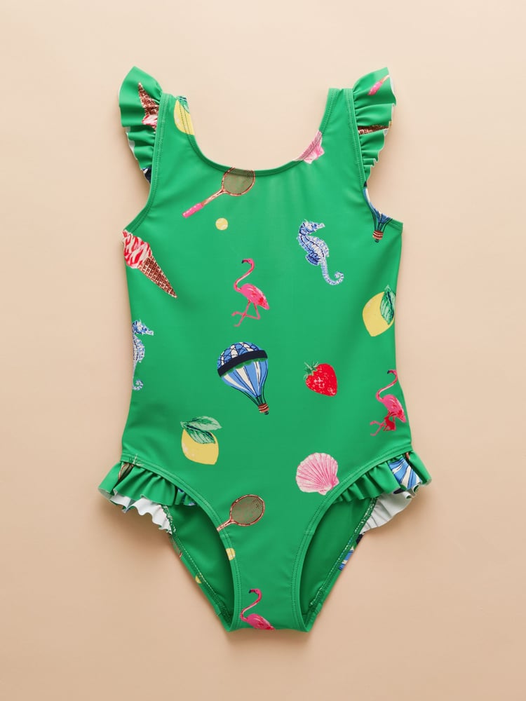 Joules Splash Blue/Green Pack of Two Swimsuits - Image 2 of 9