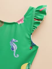 Joules Splash Blue/Green Pack of Two Swimsuits - Image 6 of 9
