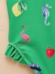Joules Splash Blue/Green Pack of Two Swimsuits - Image 8 of 9