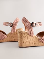 Pink Forever Comfort® Round Toe Crochet Cork Wedges - Image 7 of 9