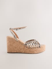 Snake Forever Comfort® Round Toe Weave Detail High Cork Wedges - Image 6 of 10