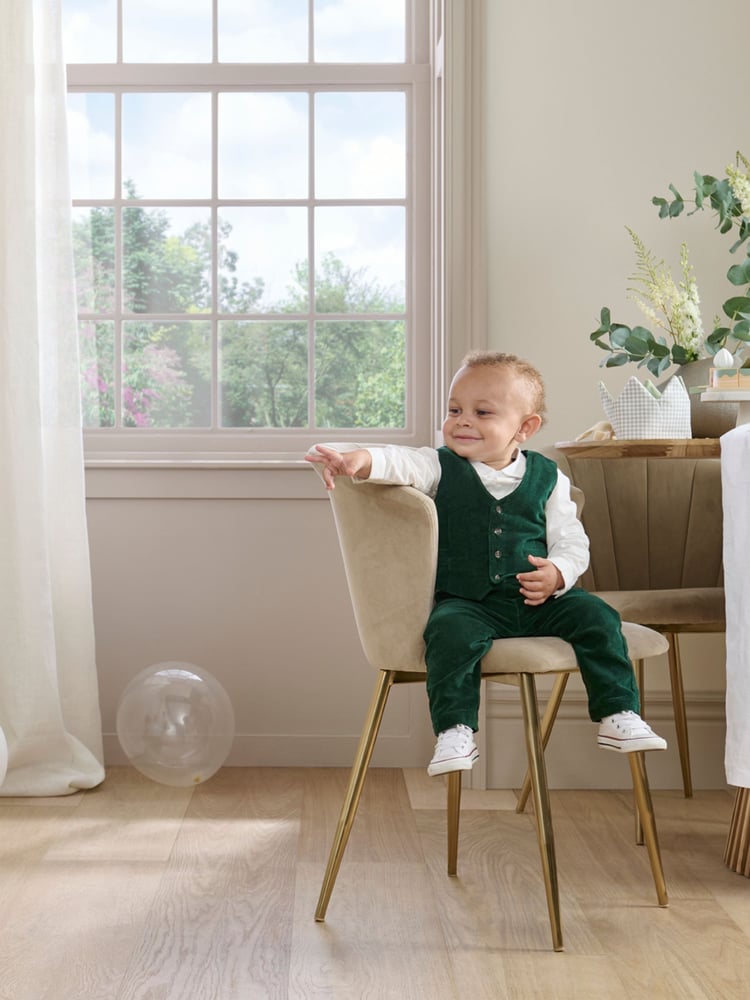 Mamas & Papas Green Emerald Velour 100% Cotton 3 Piece Suit Set - Image 1 of 9