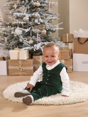 Mamas & Papas Green Emerald Velour 100% Cotton 3 Piece Suit Set - Image 2 of 9