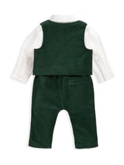 Mamas & Papas Green Emerald Velour 100% Cotton 3 Piece Suit Set - Image 6 of 9