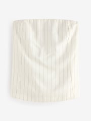 Black/White Striped Bandeau Top with Linen - Image 4 of 7