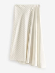 Black & White Striped Asymmetric Midi Skirt with Linen - Image 5 of 8