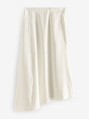 Black & White Striped Asymmetric Midi Skirt with Linen - Image 6 of 8