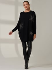 Jolie Moi Black Knitted Rhinestone Jumper - Image 1 of 6