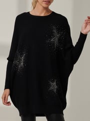 Jolie Moi Black Knitted Rhinestone Jumper - Image 3 of 6